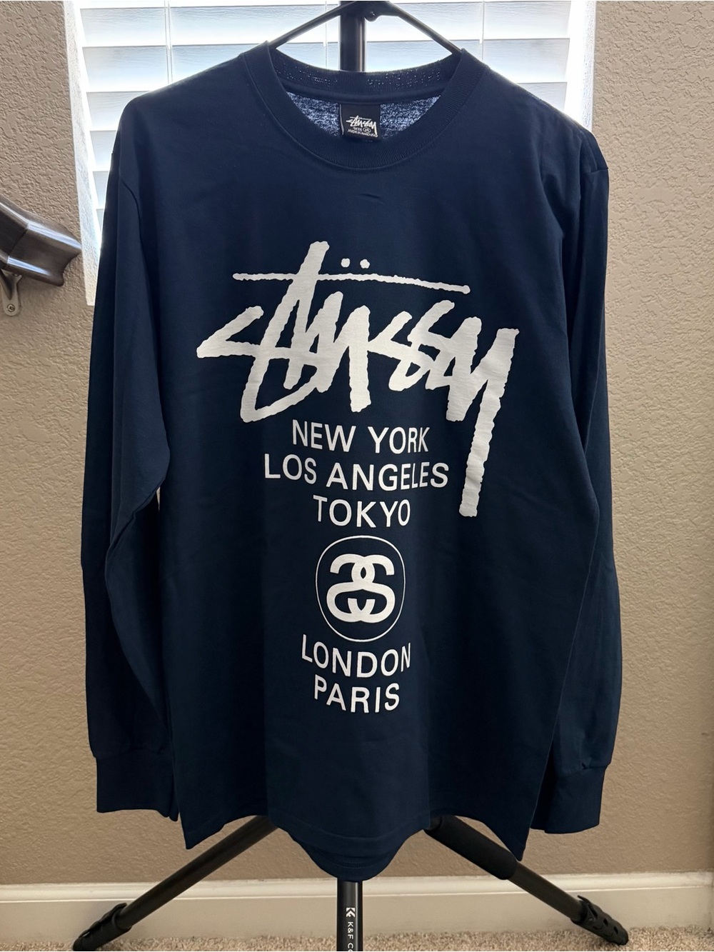 Stussy World Tour LS in Navy with White Logo (NEW)